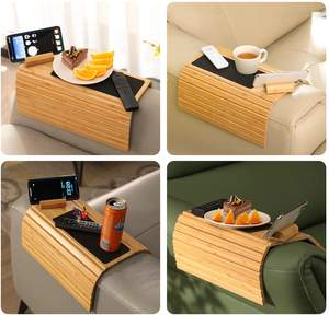 Pliable <span class=keywords><strong>Plateau</strong></span> de service En Bois De <span class=keywords><strong>Bambou</strong></span> Canapé Pratique Petite Table Portable Table Basse Anti-Slip Accoudoir <span class=keywords><strong>Plateau</strong></span> pour Boissons Collation Téléphone - Product Image 5