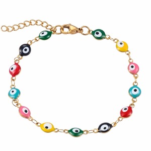 Pulsera de Ojo Turco al por Mayor, Cadena de Acero Inoxidable con Cuentas Esmaltadas de Colores, Joyería de Protección de la Suerte, Regalos para Hombres y Mujeres - Product Image 1
