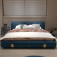 Luxuriöses Hotelbettgestell in King- und Queen-Size mit weichem Polsterdesign und Metallgestell – Modernes Plattformbett für Schlafzimmer
