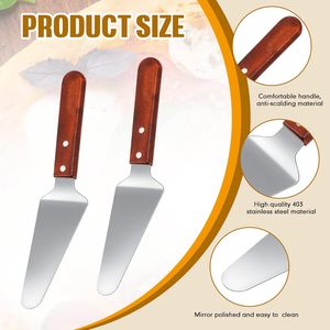 Surtechs International Paquete de 40 Espátulas para Pizza de Acero Inoxidable con Mango de Madera Antideslizante, Cortador de Tartas, Suministros para Fiestas - Product Image 3
