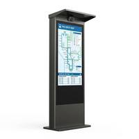 Parada de Autobús Inteligente con Kiosco de Publicidad Digital, Marco Negro, Pantalla LCD HD para Exteriores con Parasol, Cámara CCTV, Resistente a la Intemperie IP65