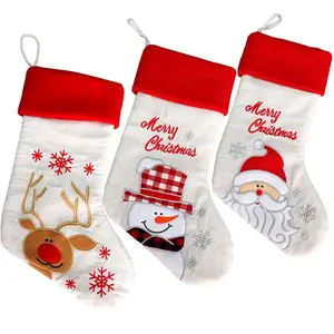 17 inç güzel noel çorap Set 3 Santa, kardan adam, ren geyiği