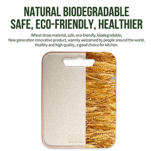 Planche à découper en paille de blé, 2 tailles, avec bord antidérapant, pour la viande, les légumes et les fruits, disponible en plusieurs modèles. - Product Image 2