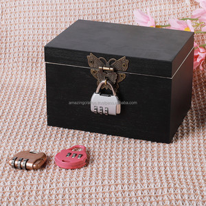 Handmade Wooden Treasure <b>Box</b> with <b>Lock</b> and Key Jewelry Organizer Keepsake <b>Box</b> for Craft Gifts - Product Image 5