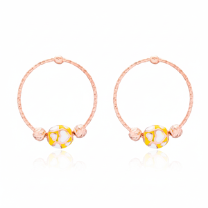 Yellow Enamel Design Bead Charms Round <b>Hoop</b> Earrings Fine Jewellery Wholesale Handmade 925 <b>Silver</b> Sterling Jewelry - Product Image 2