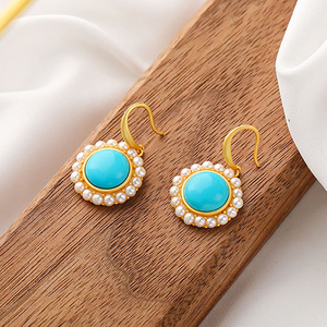 Pendientes de plata de ley 2020 con diseño bonito, accesorios de joyería turquesa, pendientes de perlas, fabricante de china, 925 - Product Image 4