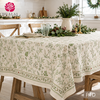 Nappe ronde HuaLai 8 pieds x 10 pieds en polyester à imprimé floral vert pour banquet et fête à domicile