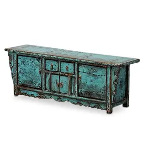 Rustic Wood Cabinet Chinese Rustic Vintage Antique Mango Wood Rough Distressed Natural Tv Cabinet