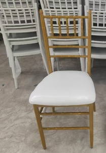 Dominate nuevo diseño de lujo oro de acero inoxidable espalda cruzada banquete Silla de boda con almohadillas blancas de PU - Product Image 6