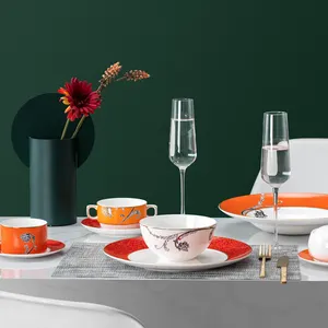 Conjunto de louça de porcelana PITO de cerâmica de luxo moderno para prato de porcelana restaurante conjunto de jantar de porcelana