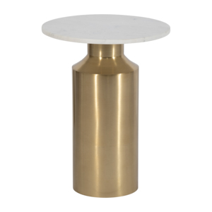 Tavolino Moderno Rotondo con Piano in Marmo e Base a Piedistallo in Ottone per Arredamento Casa e Uso come Comodino - Product Image 1