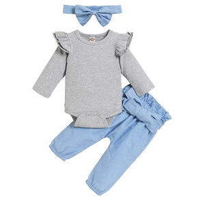 Personalizza morbido pagliaccetto floreale in cotone primavera autunno 3 pezzi Set <span class=keywords><strong>regalo</strong></span> neonato Set <span class=keywords><strong>di</strong></span> vestiti per neonato Set <span class=keywords><strong>di</strong></span> abbigliamento per bambini - Product Image 1