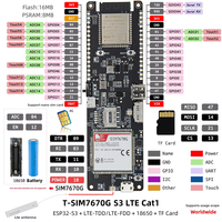 Carte de développement IoT T-SIM7670G-S3 ESP32-WROVER-E SIMCOM A7670 4G LTE + 2G GSM double réseau avec antenne SIM intégrée