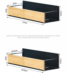מטבח מגנטי מקרר מארגן אחסון caddy פלדה פחמן + עץ מתלה תבלינים מגנטי לבן 27 ס "מ - Product Image 2