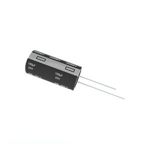 Condensador de canal del fabricante 10 uF ESE106M400AH4AA, de aluminio, 10UF, 20%, 400V, radial, TH, de orificio pasante - Product Image 1