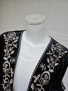 Robe longue élégante en velours noir brodée de fleurs, style abaya modeste, pour femmes, <span class=keywords><strong>HS123</strong></span> - Product Image 6