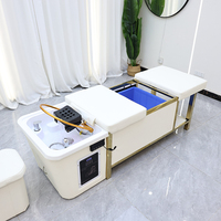 Meubles de salon de coiffure cadre en acier inoxydable shampooing lit moderne poser Thai pas de plomberie lit de lavage avec réservoir d'eau 90L