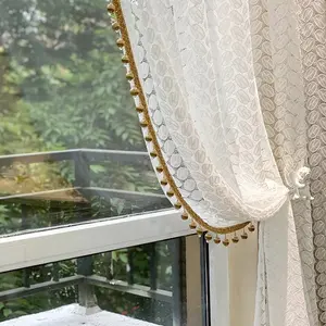 Bindi französischer Stil Retro Jacquard weißer Bildschirm Fenster Vorhang Bildschirm Vorhänge für Das Wohnzimmer Terrassenbalkon