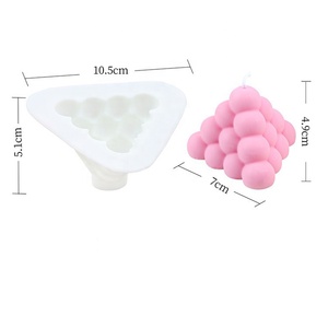 Moule à bougie en silicone à trou unique pour la décoration de la maison, 1/2/3 pièces, cube circulaire aromatique, pyramide, moule à cire d'injection - Product Image 3