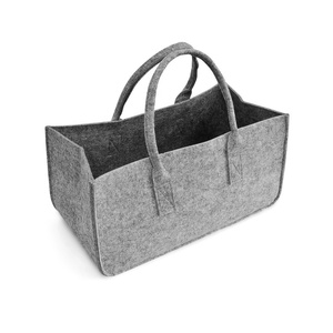 Custom Laundry Durable Clothing Organization Foldable Fabric Felt firewood Storage Baskets With Handles