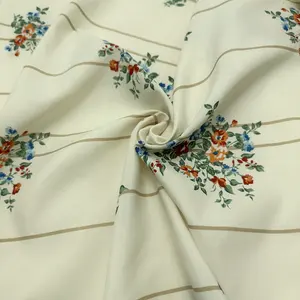 Hot beige imitation cotton printed fabric summer dress shirt fabric curtain fashion large skirt plain print cloth