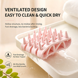 Brosse à cheveux en silicone à manche creux pour le lavage des cheveux. Peigne de massage en silicone à double usage, pour utilisation sèche et humide. Brosse à cheveux pour le soin du cuir chevelu. - Product Image 4