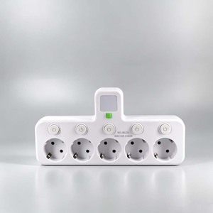 Nuevo Enchufe Estándar Europeo <span class=keywords><strong>de</strong></span> <span class=keywords><strong>5</strong></span> Vías con Luz Nocturna LED, Adaptador <span class=keywords><strong>de</strong></span> Enchufe <span class=keywords><strong>de</strong></span> 10A, Tablero <span class=keywords><strong>de</strong></span> Tomacorrientes - Product Image 1
