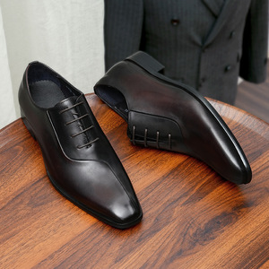 Men's Genuine Leather Oxfords Pointed Toe Lace-Up Dress Shoes Solid Office Wear All Seasons Drop Shipping - Product Image 5