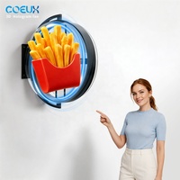 Enseigne holographique 3D double face personnalisée, boîte lumineuse publicitaire LED suspendue pour extérieur, ronde, pour la décoration commerciale, enseigne pour boutique, café