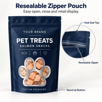 Sachet d'emballage plastique personnalisé pour aliments pour animaux de compagnie, pochette verticale refermable avec fermeture éclair thermoscellable Doypack pour friandises pour chats et nourriture pour chiots
