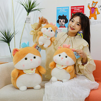 Peluche chat gourmand avec poisson, coussin, cadeau d'anniversaire pour filles et passionnés de chats