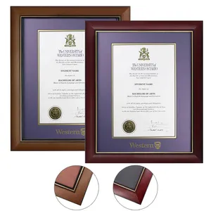 Eco-friendly Cherry Red Wood University Diploma Frame Certificate Frame Degree Frame with college Gold Seal for Bachelor Master