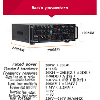Amplificateur Bluetooth 110V 220V 12V Haute Puissance 300W*2 2.0 pour Home Cinéma, Karaoké, Égaliseur Équilibré, Amplificateur de Voiture
