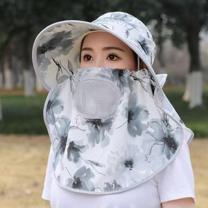 Sombrero de pescador para mujer con protección facial UV, transpirable, con cubrecuello, para trabajo al aire libre, recolección de té, ciclismo, primavera y verano - Product Image 1