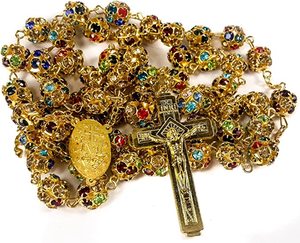 <span class=keywords><strong>Rosario</strong></span> con Perline di Cristallo Zirconia Colorate <span class=keywords><strong>Argento</strong></span> Cattolico con Medaglia Miracolosa Croce Crocifisso <span class=keywords><strong>Collana</strong></span> <span class=keywords><strong>Rosario</strong></span> Multicolore - Product Image 2