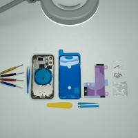 Coques arrière pour iPhone 11 12 13 14 Pro Max, 8 Plus, X, XR, XS Max, avec vitre arrière, porte-batterie et cadre intermédiaire, boutons latéraux