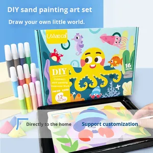 Juego de juguetes de <span class=keywords><strong>dibujo</strong></span> de pintura de arena creativa para niños, juguete educativo DIY hecho a mano Unisex de plástico - Product Image 2