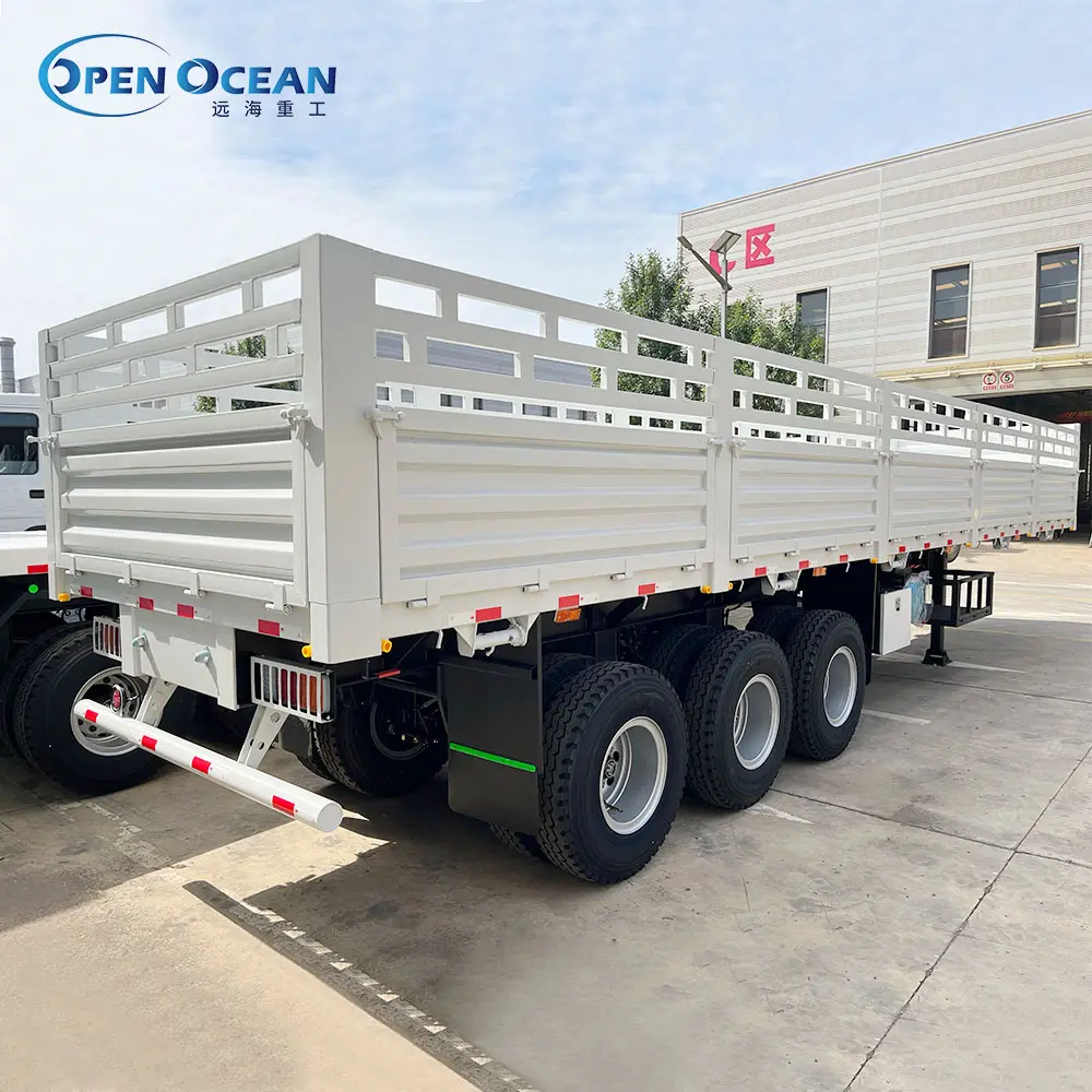 3 4 Axle 30 40 60 80 100 Ton Enclosed Side Wall Dropside Cattle Livestock Bulk Cargo Fence Semi Trailer