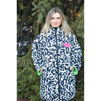 Robe de bain pour adulte en nylon écologique imperméable avec doublure en sherpa fluorescent vert léopard, coupe-vent, pour paddle board, séchage rapide