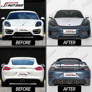 Kit carrosserie pour Porsche 981, mise à niveau vers 982 <span class=keywords><strong>GT4</strong></span> : Pare-chocs avant et arrière, calandre, diffuseur, tuyau, spoiler, aileron, jupes latérales, feux de jour - Product Image 2