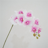 Großhandel 9-Köpfige Seide+Latex Phalaenopsis Künstliche Blume Gelb Grün Weiß 98cm Langlebige Pflanzen Valentinstag