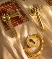 Poignée de porte de luxe avec bouton rotatif, design ange doré, pour intérieur, ensemble de poignées de porte classiques avec serrure et bouton de confidentialité