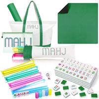 Jeu de Mahjong portable de style américain, avec tuiles complètes, supports, sac de rangement, tapis de jeu, dés et jetons, pour la famille et les clubs