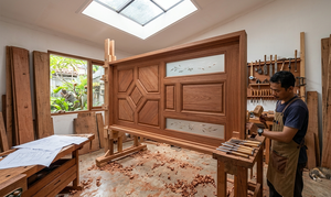 Puerta de Madera Sólida Meranti de Alta Calidad, Puerta Interior y Exterior con Acabado Liso, Tamaño Personalizado, Marco Resistente y Duradero, Diseño Moderno - Product Image 6