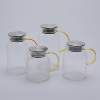 Grand pot à lait en verre borosilicaté Carafe à boisson Verseur en verre avec couvercle