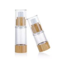 Flacon cosmétique sans air en bambou de luxe 15 ml 30 ml 50 ml 100 ml, flacon pompe sans air en plastique pour lotion, flacon sans air en BAMBOU