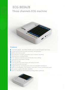 QD-E903A แบตเตอรี่ลิเธียมไอออนแบบชาร์จไฟได้ เครื่องตรวจคลื่นไฟฟ้าหัวใจ 12 ลีด ปุ่มกดหน้าจอสัมผัส การบันทึกพร้อมกัน 3 ช่องทาง เครื่องพิมพ์ความร้อน 80 มม. - Product Image 3