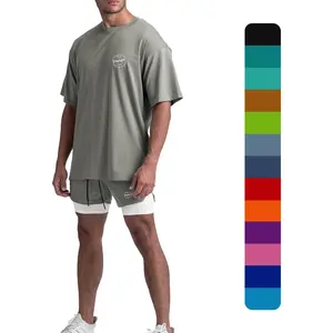 Fabricante superventas de verano cuello redondo a granel liso camisetas Slim Fitness 100 algodón hombres pantalones cortos y Conjunto de camiseta