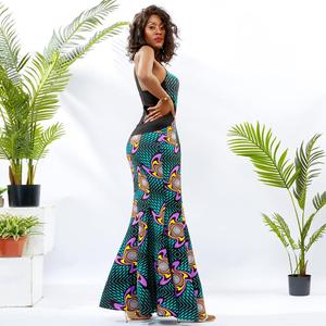 Robes Traditionnelles africaines Et Jupes Femme Moulante Dos Nu <span class=keywords><strong>Robe</strong></span> De Soirée tissu De Cire Africaine Imprimé Vêtements 2019 - Product Image 3