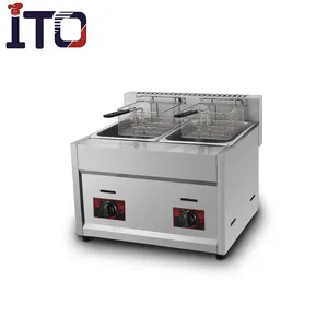 Commercial Restaurant Stainless Steel Double tanks gas deep fryer /LPG Gas Chips Fish Deep Fat Fryer For Sale